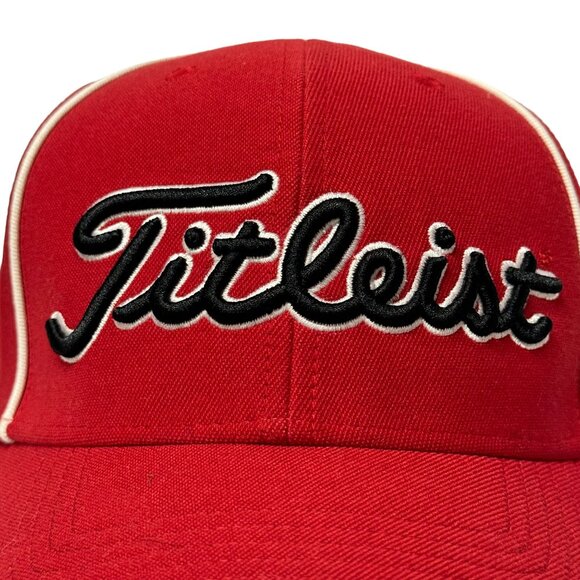 Titleist Hat Cap Fitted Adult L XL Red Black Golf Athletic Logo Outdoors - Picture 2 of 11